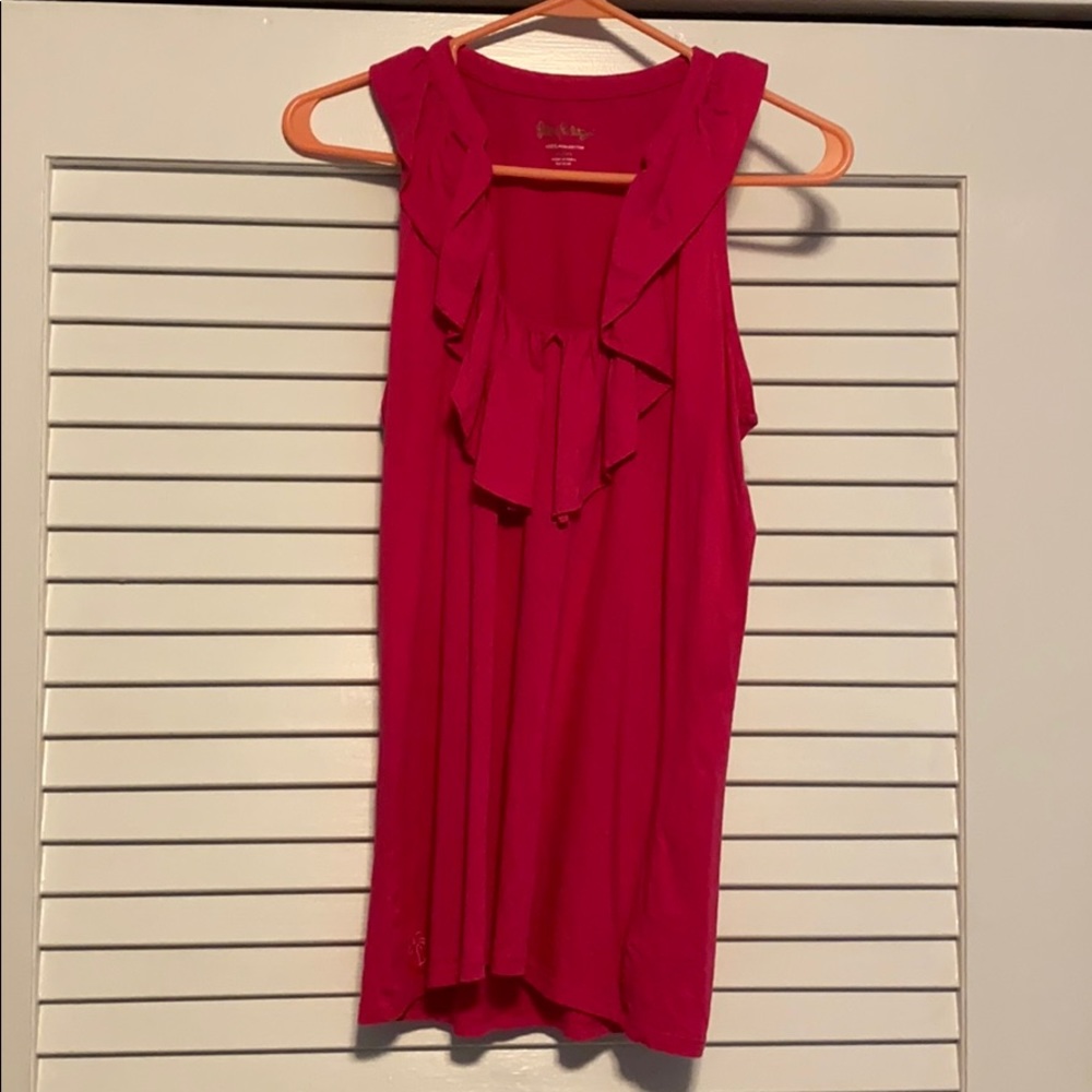 Lilly Pulitzer hot pink ruffle tank